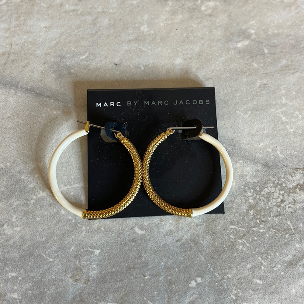 White Hoop Earrings by Marc Jacobs